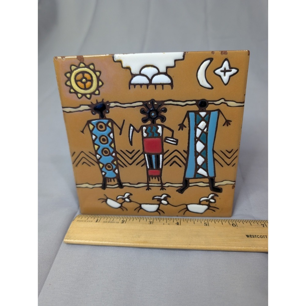 VTG Italian Ceramic Tile  Handcrafted Southwest Style 6" Made‎ in Italy - Picture 6 of 8